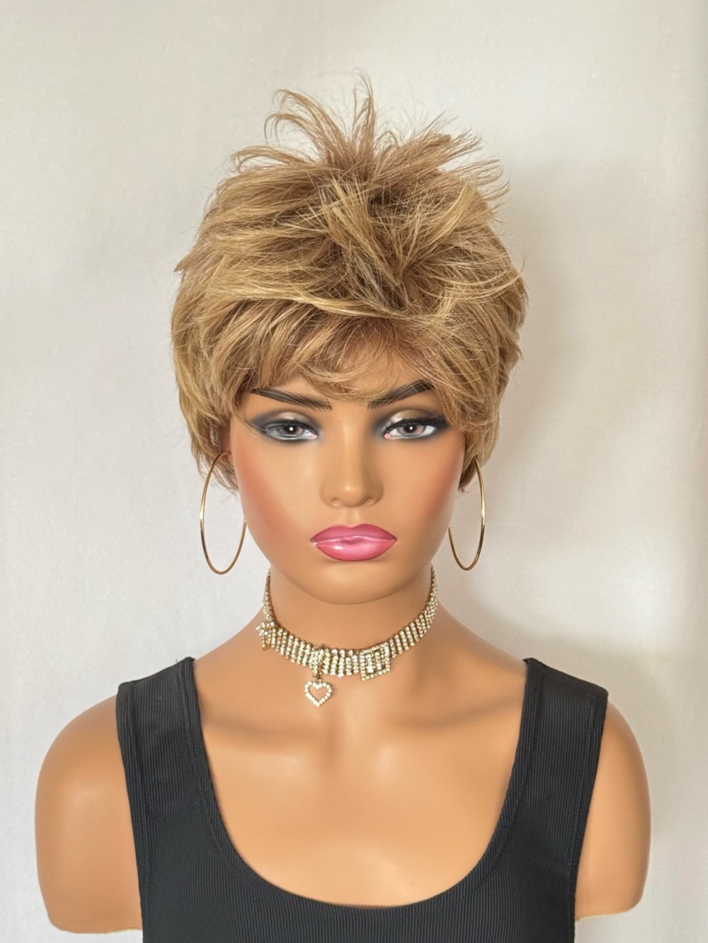 A Pretty Auburn Blonde “Put On & Go” Synthetic Wig for Daily Wear or Events 🌺